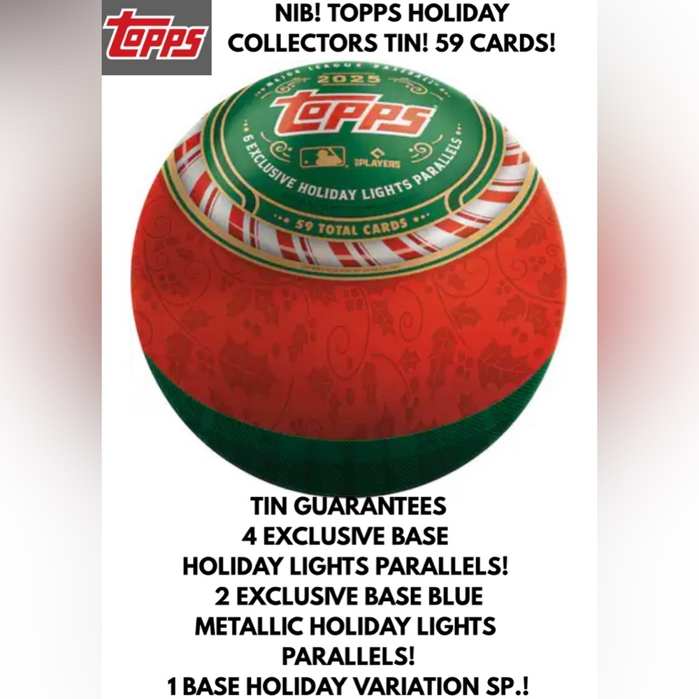 NIB! TOPPS HOLIDAY COLLECTORS TIN! 59 CARDS! 5 SPECIAL CARDS!